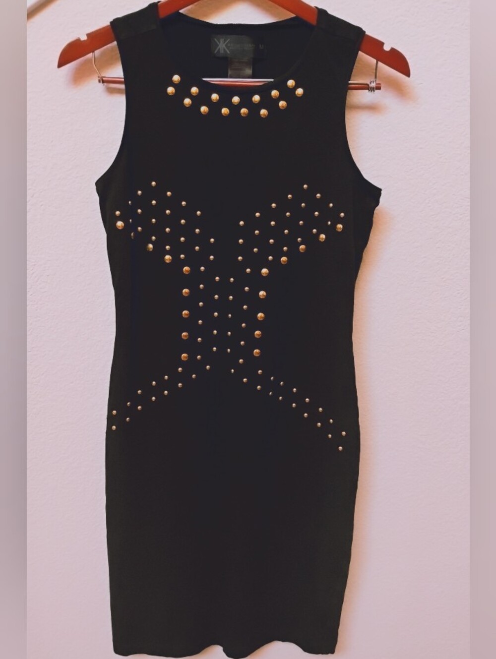 Kardashian Kollection Black Sleeveless Studded Dress